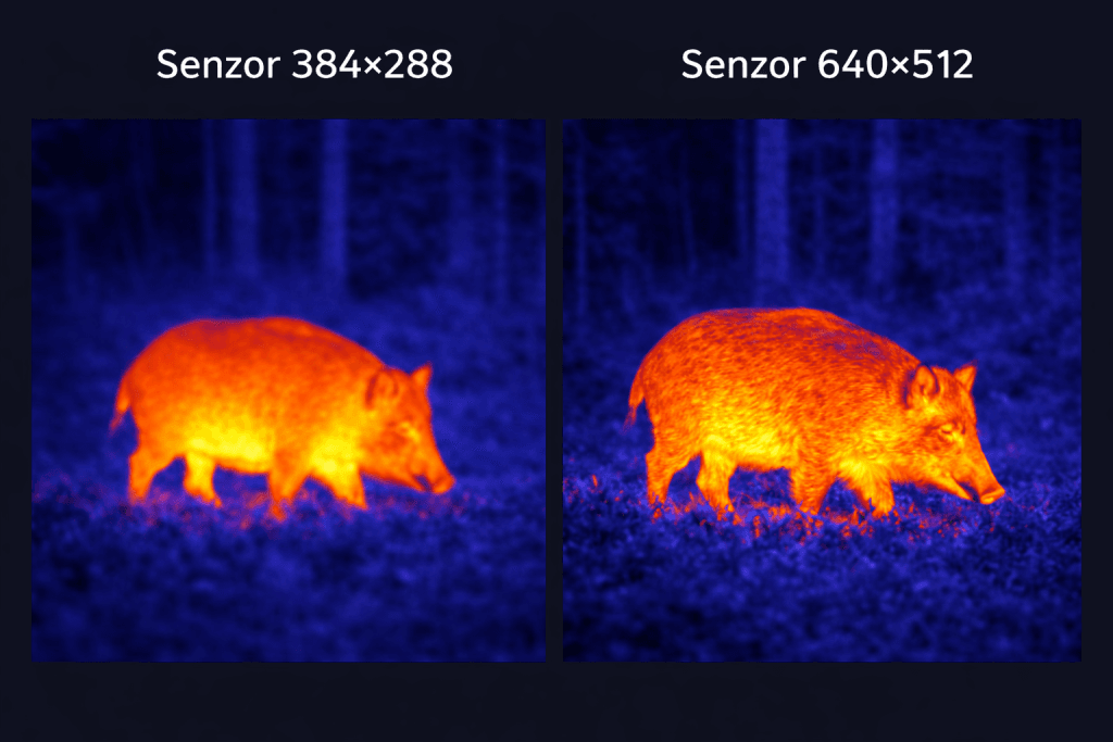 rezolutie senzor monocular termal 384x288 vs 640x512